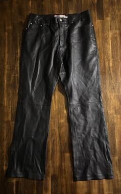 Old Navy Women’s 10 100% Genuine Leather Pants 31 x 30 Boot Cut Vintage Trousers